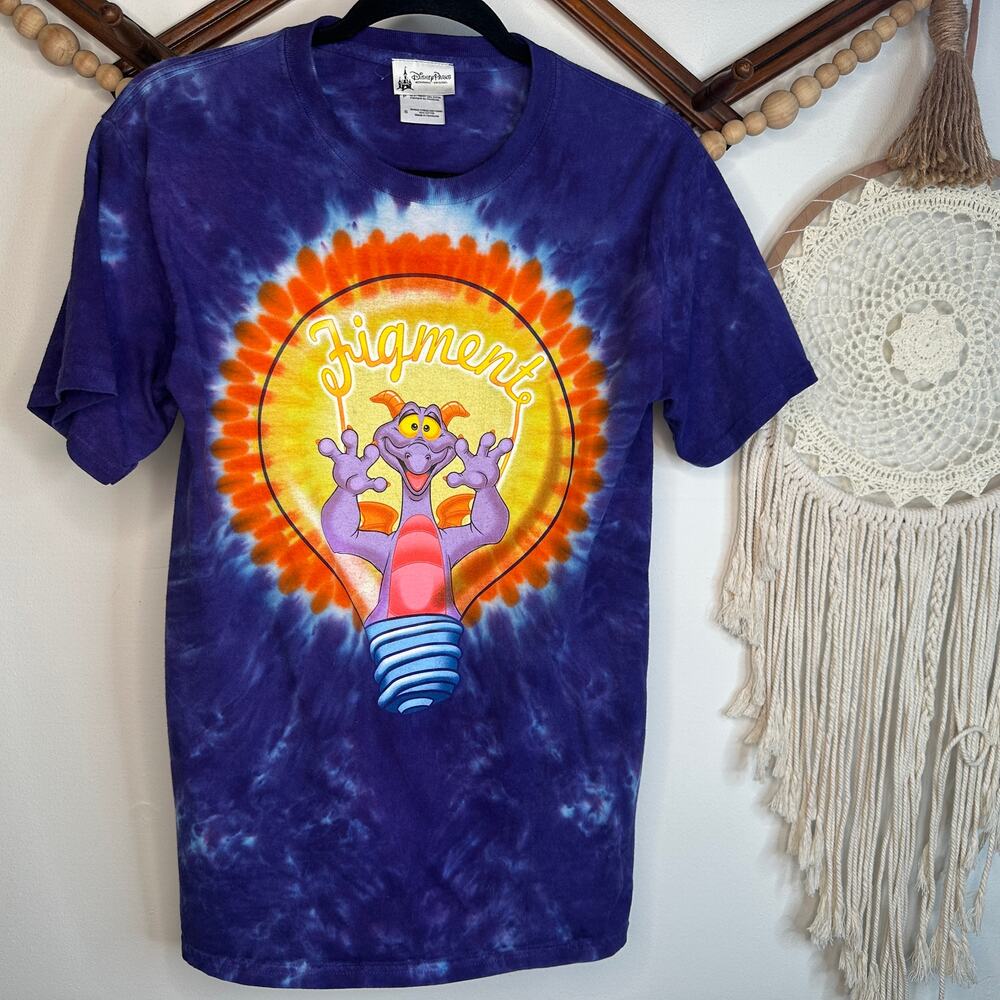 Vintage Disney Figment Epcot Light Bulb Tie Dye Graphic T